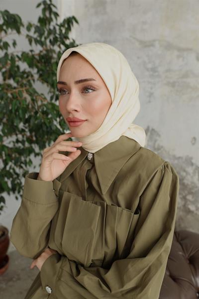 Monogram Desen Jakar Eşarp Ekru