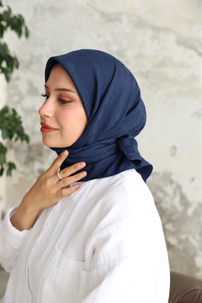 Monogram Desen Jakar Eşarp Lacivert