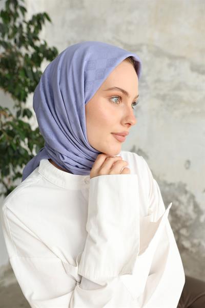 Monogram Desen Jakar Eşarp Lila