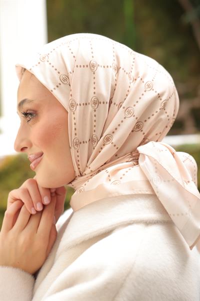 Nokta Desenli Pamuk Eşarp Bej