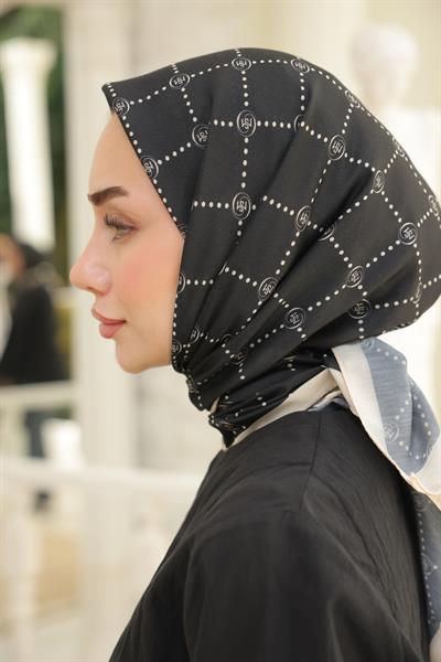 Nokta Desenli Pamuk Eşarp Black Bej