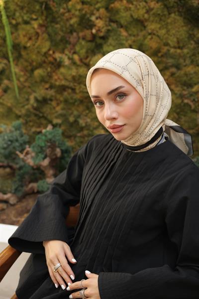 Nokta Desenli Pamuk Eşarp Fildişi