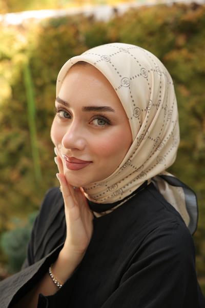 Nokta Desenli Pamuk Eşarp Fildişi