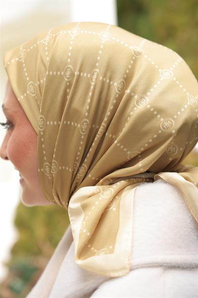 Nokta Desenli Pamuk Eşarp Hardal