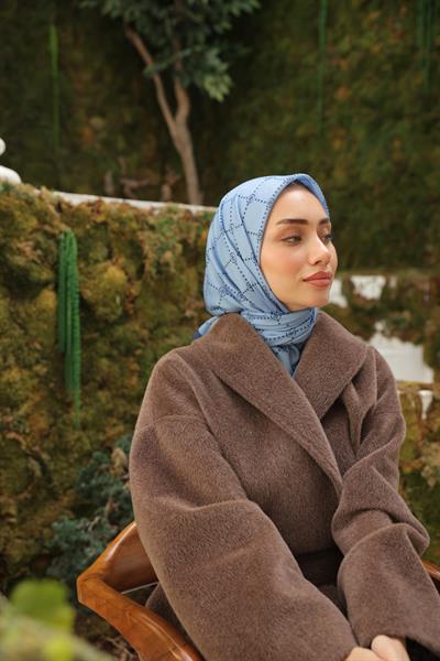 Nokta Desenli Pamuk Eşarp İndigo