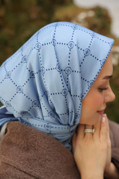 Nokta Desenli Pamuk Eşarp İndigo