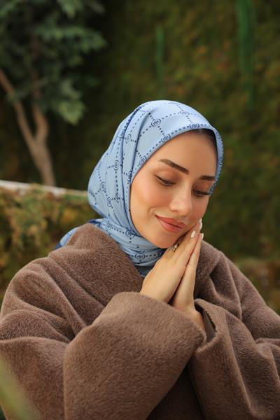 Nokta Desenli Pamuk Eşarp İndigo