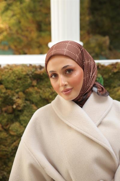 Nokta Desenli Pamuk Eşarp Kahve