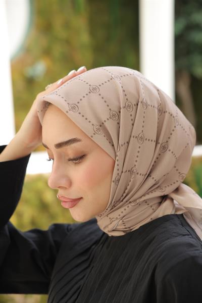 Nokta Desenli Pamuk Eşarp Latte