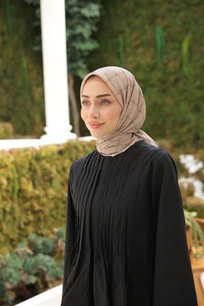 Nokta Desenli Pamuk Eşarp Latte