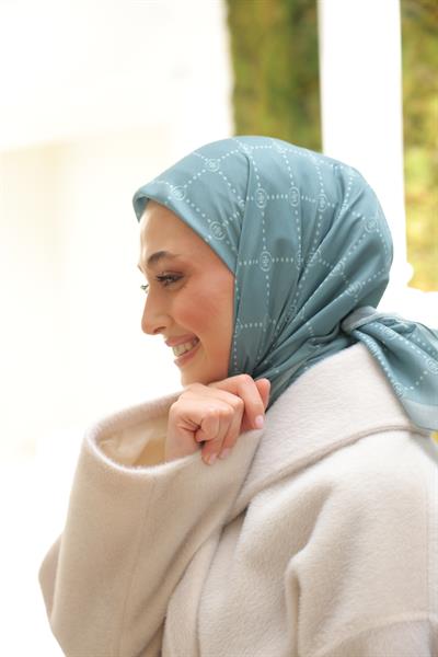 Nokta Desenli Pamuk Eşarp Mint