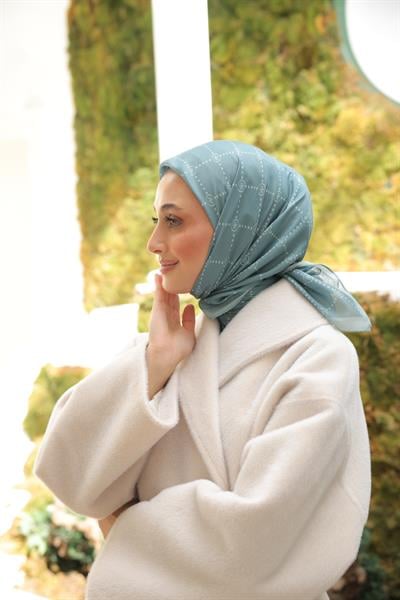 Nokta Desenli Pamuk Eşarp Mint