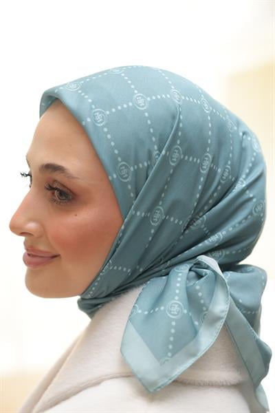 Nokta Desenli Pamuk Eşarp Mint