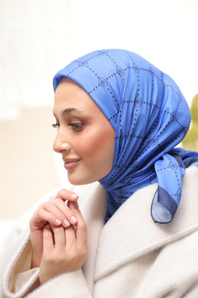 Nokta Desenli Pamuk Eşarp Saks