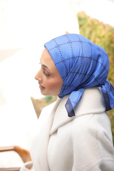 Nokta Desenli Pamuk Eşarp Saks