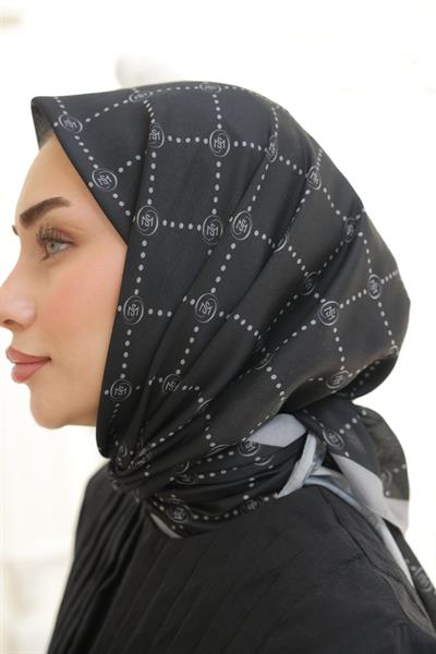 Nokta Desenli Pamuk Eşarp Siyah