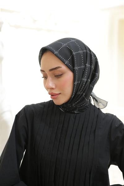 Nokta Desenli Pamuk Eşarp Siyah