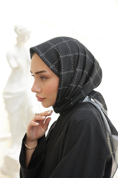 Nokta Desenli Pamuk Eşarp Siyah