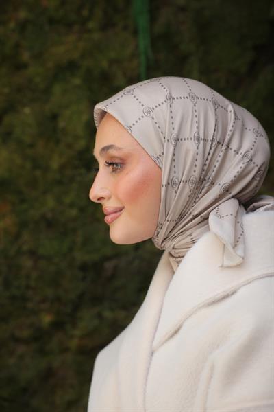 Nokta Desenli Pamuk Eşarp Taş