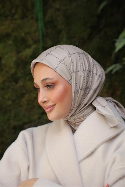 Nokta Desenli Pamuk Eşarp Taş