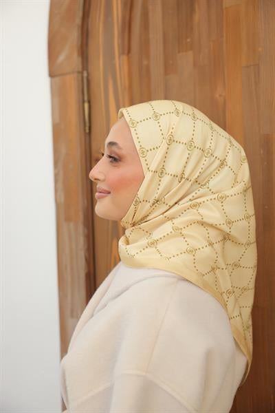 Nokta Desenli Pamuk Eşarp Tereyağ