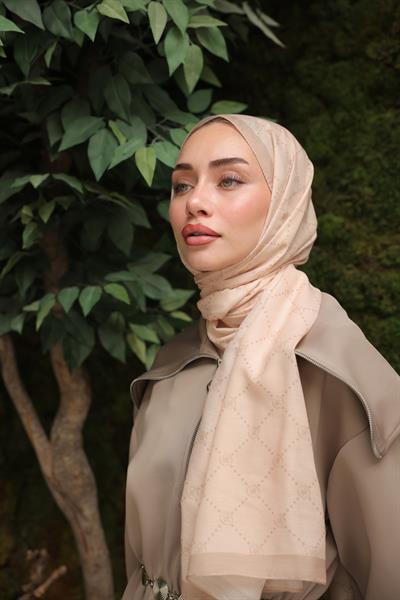 Nokta Desenli Pamuk Şal Bej