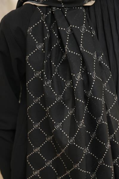 Nokta Desenli Pamuk Şal Black Bej