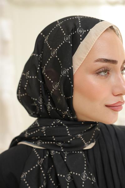 Nokta Desenli Pamuk Şal Black Bej