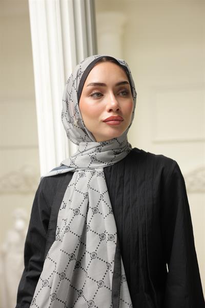 Nokta Desenli Pamuk Şal Gri