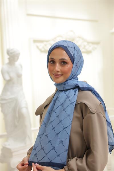 Nokta Desenli Pamuk Şal İndigo