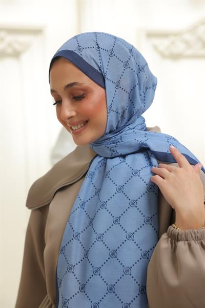 Nokta Desenli Pamuk Şal İndigo