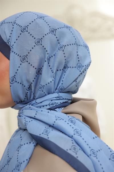 Nokta Desenli Pamuk Şal İndigo