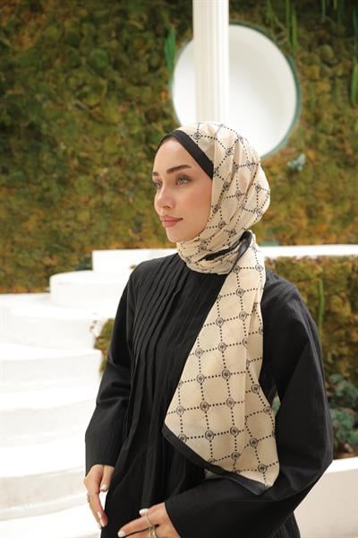 Nokta Desenli Pamuk Şal Krem