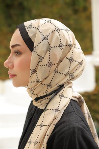 Nokta Desenli Pamuk Şal Krem