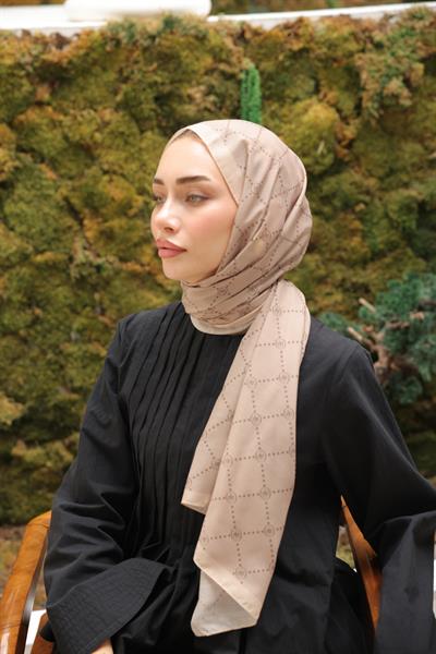 Nokta Desenli Pamuk Şal Latte