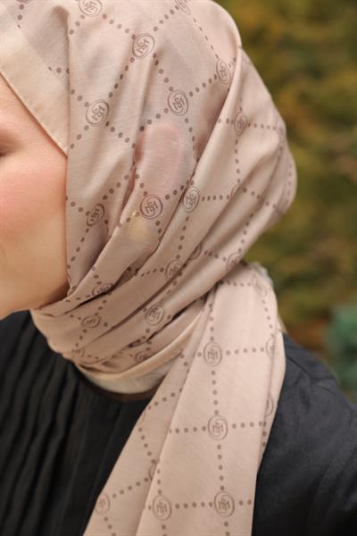 Nokta Desenli Pamuk Şal Latte