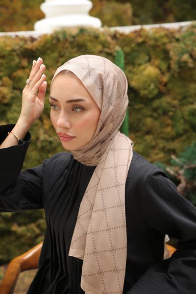 Nokta Desenli Pamuk Şal Latte