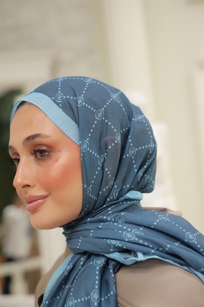 Nokta Desenli Pamuk Şal Mavi