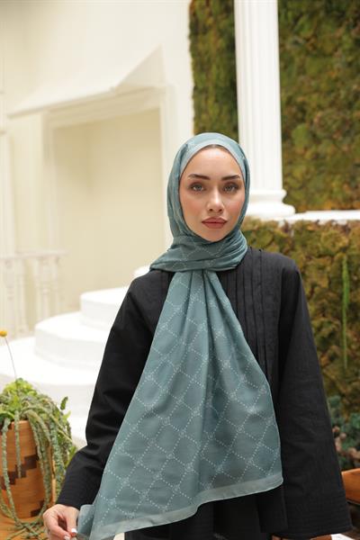 Nokta Desenli Pamuk Şal Mint