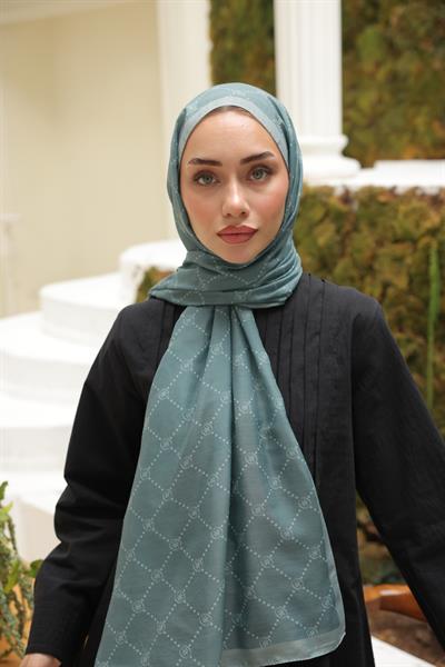 Nokta Desenli Pamuk Şal Mint