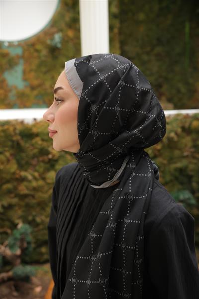 Nokta Desenli Pamuk Şal Siyah