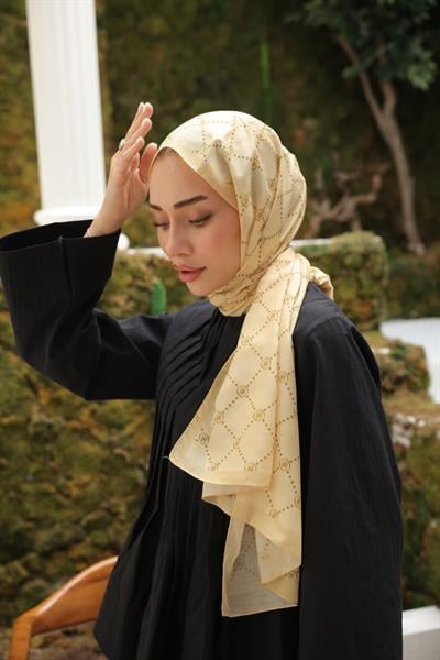 Nokta Desenli Pamuk Şal Soft Sarı