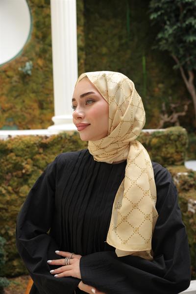 Nokta Desenli Pamuk Şal Soft Sarı