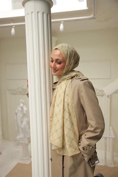 Nokta Desenli Pamuk Şal Tereyağ