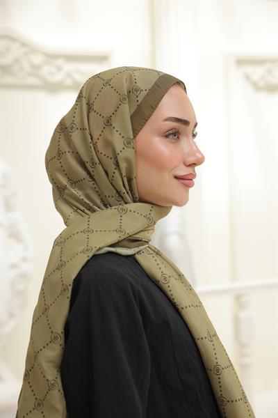 Nokta Desenli Pamuk Şal Zeytin Yeşil