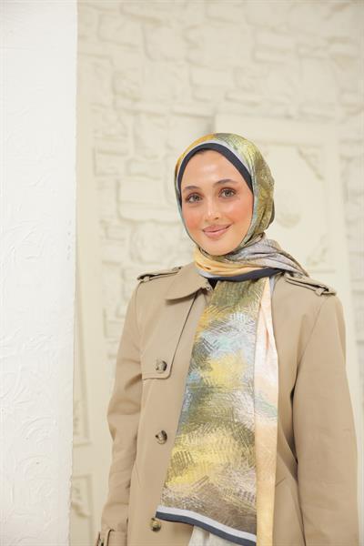 Novella Desenli Pamuk Şal Bakır Yeşil