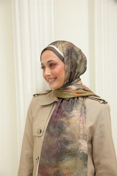 Novella Desenli Pamuk Şal Çam Yeşili