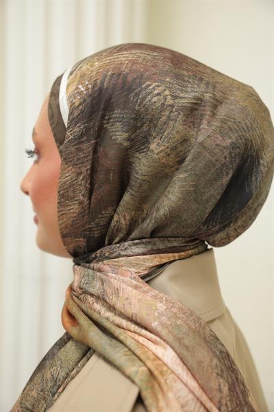 Novella Desenli Pamuk Şal Çam Yeşili