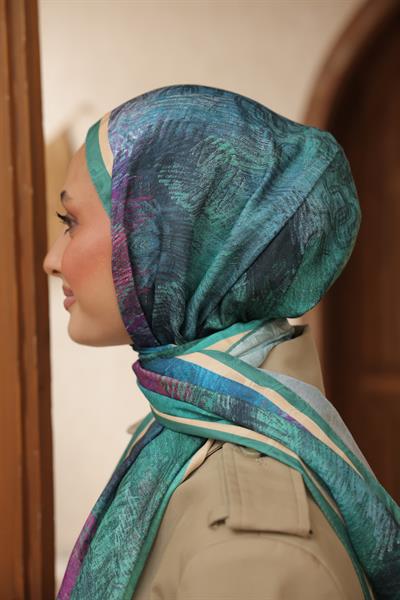 Novella Desenli Pamuk Şal Mor Yeşil