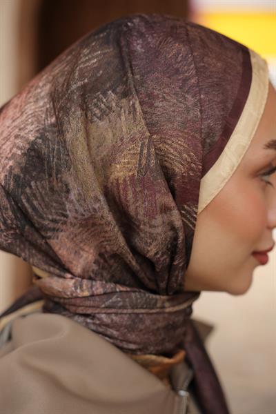 Novella Desenli Pamuk Şal Sütlü Kahve